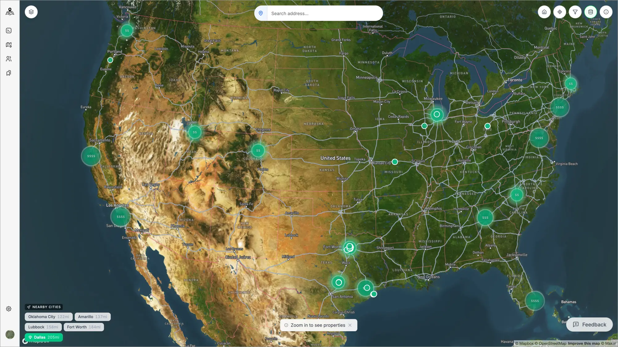 Plotbook map interface showing wealth hotspots across the United States