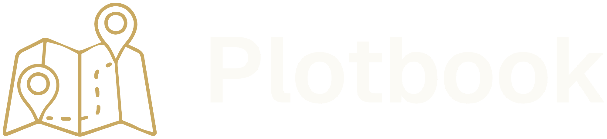 Plotbook logo, Gold and Cream, on Forest