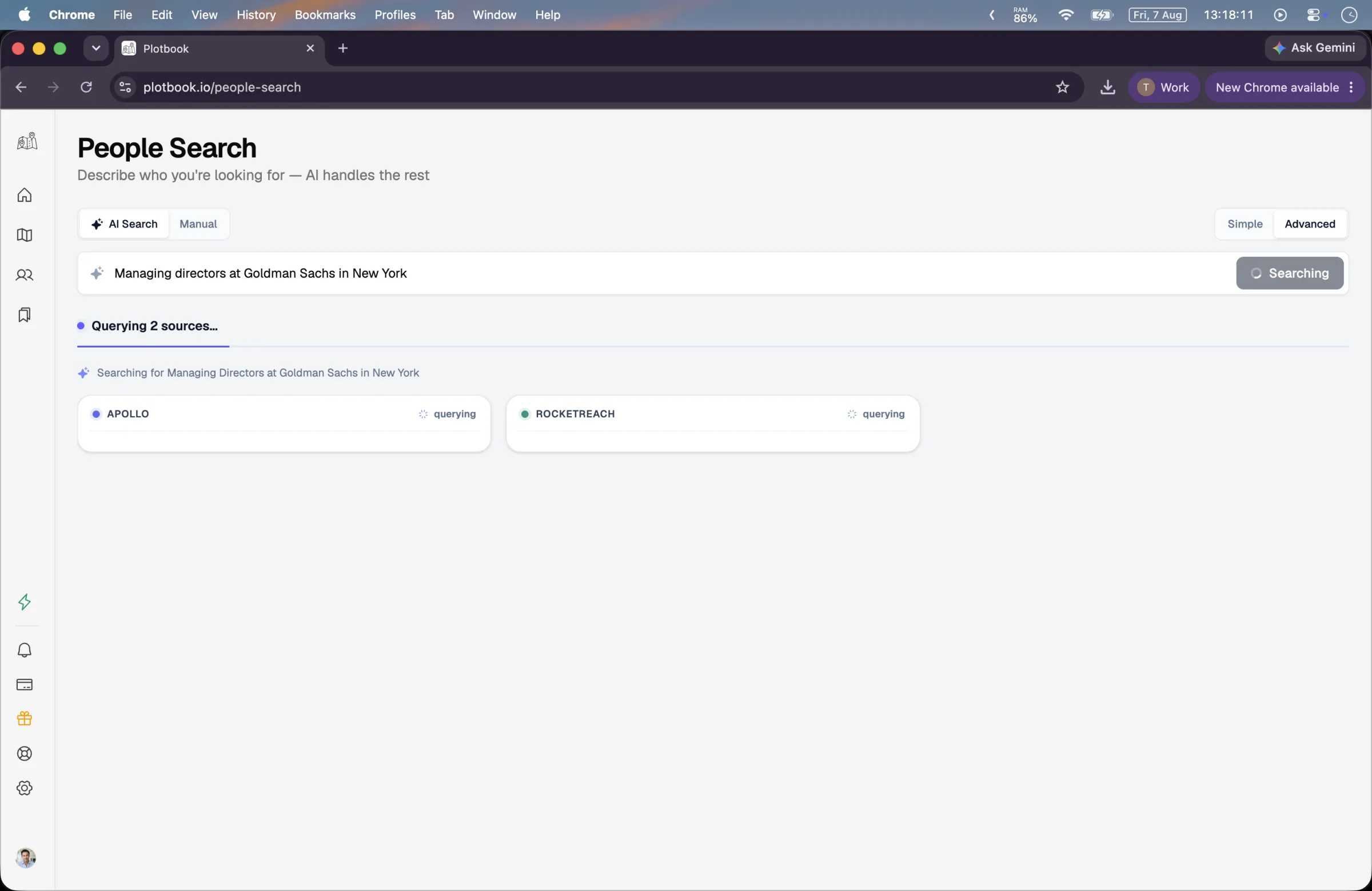 An advanced search in progress, showing the step where out of scope and wrong matches are filtered out of the pooled results before ranking.